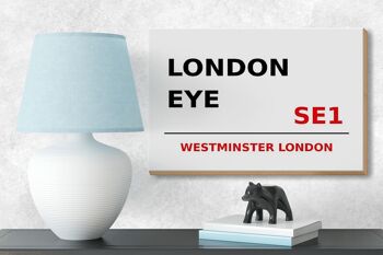 Panneau en bois Londres 18x12cm Westminster London Eye SE1 panneau blanc 3