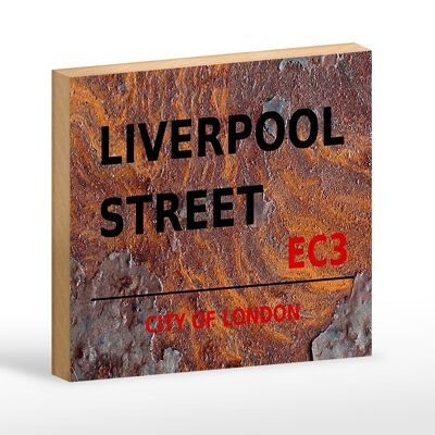 Cartel de madera Londres 18x12cm City Liverpool Street EC3 decoración
