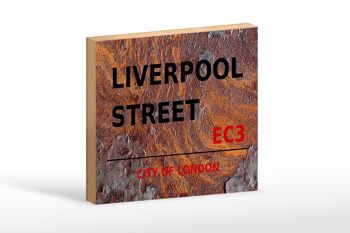 Panneau en bois Londres 18x12cm City Liverpool Street décoration EC3 1