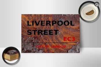 Panneau en bois Londres 18x12cm City Liverpool Street décoration EC3 2