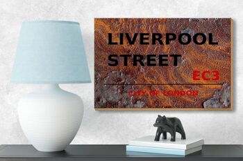 Panneau en bois Londres 18x12cm City Liverpool Street décoration EC3 3