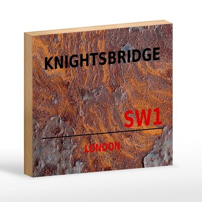 Cartel de madera Londres 18x12cm Knightsbridge SW1 decoración