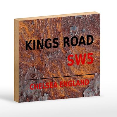 Targa in legno Londra 18x12 cm Decorazione Inghilterra Chelsea Kings Road SW5