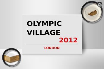 Panneau en bois Londres 18x12cm Village Olympique 2012 panneau blanc 2