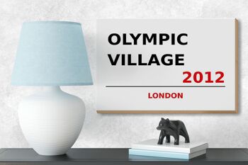 Panneau en bois Londres 18x12cm Village Olympique 2012 panneau blanc 3
