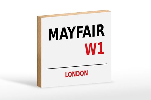 Holzschild London 18x12cm Mayfair W1 Wanddeko weißes Schild