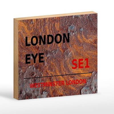 Holzschild London 18x12cm Westminster London Eye SE1 Dekoration