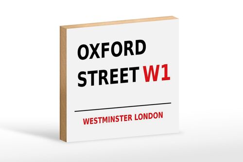 Holzschild London 18x12cm Westminster Oxford Street W1 weißes Schild