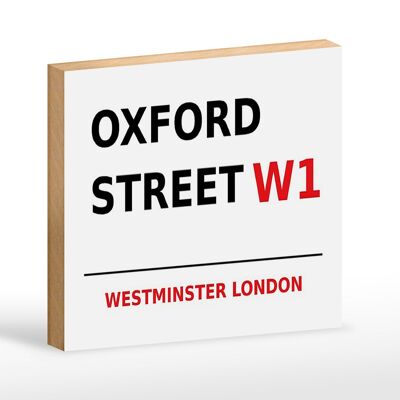 Letrero de madera Londres 18x12cm Westminster Oxford Street W1 letrero blanco