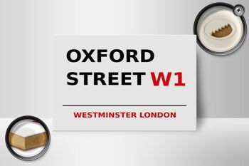 Panneau en bois Londres 18x12cm Westminster Oxford Street W1 panneau blanc 2