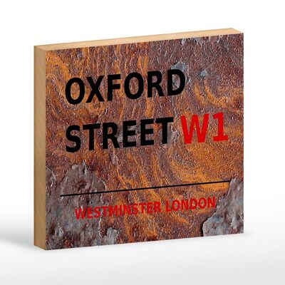Letrero de madera Londres 18x12cm Westminster Oxford Street W1 decoración