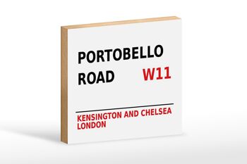 Panneau en bois Londres 18x12cm Portobello Road W11 Kensington panneau blanc 1