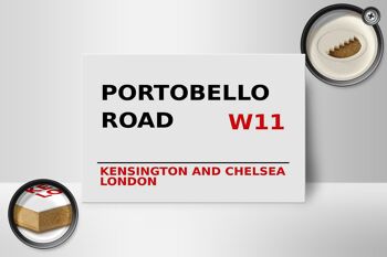 Panneau en bois Londres 18x12cm Portobello Road W11 Kensington panneau blanc 2