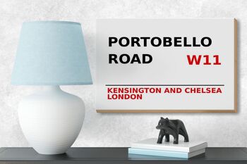 Panneau en bois Londres 18x12cm Portobello Road W11 Kensington panneau blanc 3