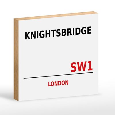 Letrero de madera Londres 18x12cm Knightsbridge SW1 letrero blanco