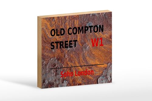 Holzschild London 18x12cm Soho Old Compton Street W1 Dekoration