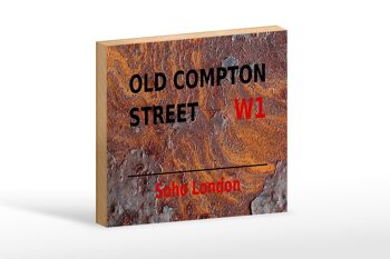 Panneau en bois Londres 18x12cm Soho Old Compton Street W1 décoration 1
