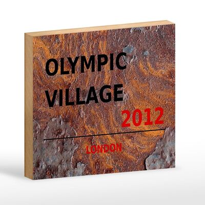 Holzschild London 18x12 cm Olympic Village 2012 Dekoration