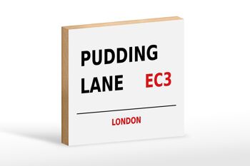 Panneau en bois Londres 18x12cm Pudding Lane EC3 décoration murale 1