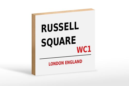 Holzschild London 18x12cm England Russell Square WC1 weißes Schild