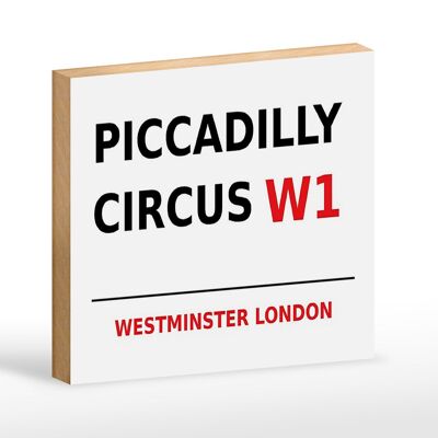 Holzschild London 18x12cm Westminster Piccadilly Circus W1 weißes Schild