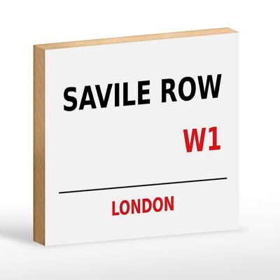 Panneau en bois Londres 18x12cm Savile Row W1 cadeau panneau blanc