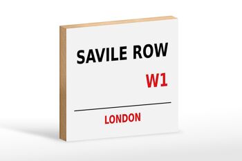 Panneau en bois Londres 18x12cm Savile Row W1 cadeau panneau blanc 1