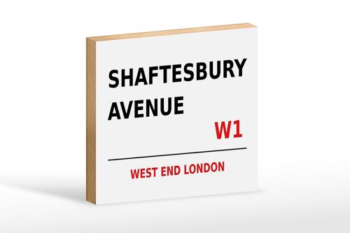 Holzschild London 18x12cm West End Shaftesbury Avenue W1 weißes Schild