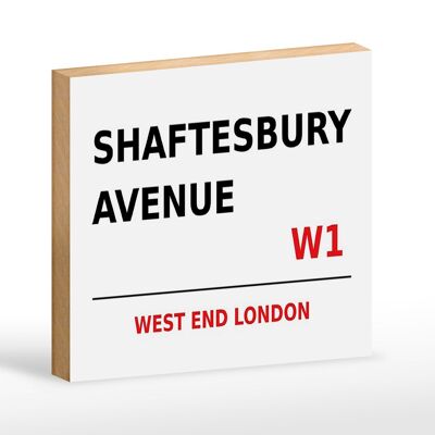 Cartello in legno Londra 18x12 cm West End Shaftesbury Avenue W1 cartello bianco