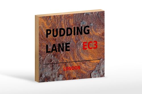 Holzschild London 18x12cm Pudding Lane EC3 braunes Schild