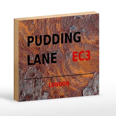 Holzschild London 18x12cm Pudding Lane EC3 braunes Schild
