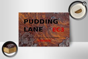 Panneau en bois Londres 18x12cm Pudding Lane EC3 panneau marron 2