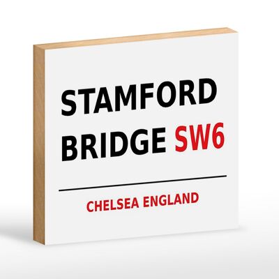 Cartello in legno Londra 18x12 cm Inghilterra Stamford Bridge SW6 cartello bianco