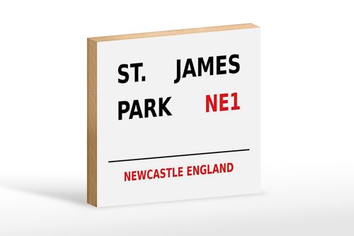 Holzschild England 18x12cm Newcastle St. James Park NE1 weißes Schild