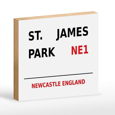 Holzschild England 18x12cm Newcastle St. James Park NE1 weißes Schild
