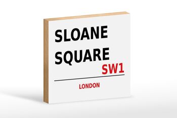 Panneau en bois Londres 18x12cm Sloane Square SW1 panneau blanc 1
