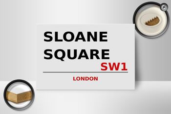 Panneau en bois Londres 18x12cm Sloane Square SW1 panneau blanc 2