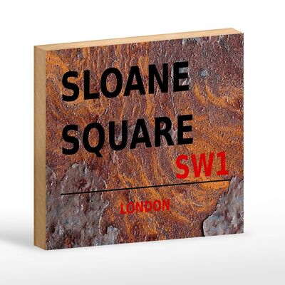 Letrero de madera Londres 18x12cm Sloane Square SW1 decoración