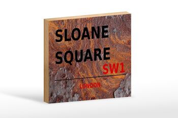 Panneau en bois Londres 18x12cm Sloane Square SW1 décoration 1