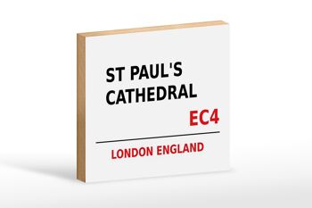 Panneau en bois Londres 18x12cm Angleterre Cathédrale St Paul EC4 panneau blanc 1