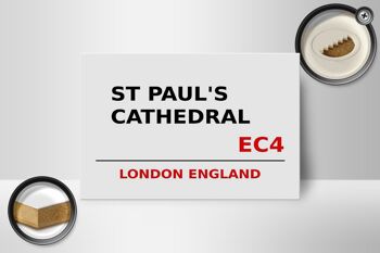 Panneau en bois Londres 18x12cm Angleterre Cathédrale St Paul EC4 panneau blanc 2