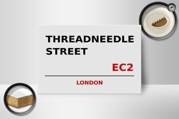 Panneau en bois Londres 18x12cm Threadneedle Street EC2 panneau blanc 2
