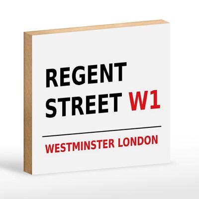 Cartello in legno Londra 18x12 cm Westminster Regent Street W1 cartello bianco