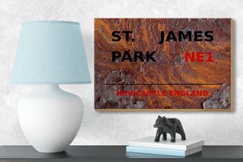 Panneau en bois Angleterre 18x12cm Newcastle St. Décoration du parc James NE1 3