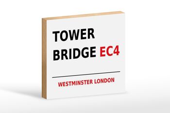 Panneau en bois Londres 18x12cm Westminster Tower Bridge EC4 panneau blanc 1