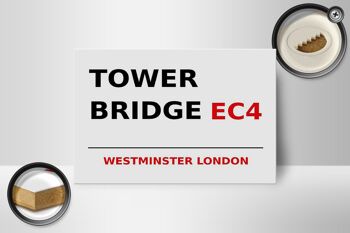 Panneau en bois Londres 18x12cm Westminster Tower Bridge EC4 panneau blanc 2