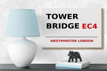 Panneau en bois Londres 18x12cm Westminster Tower Bridge EC4 panneau blanc 3