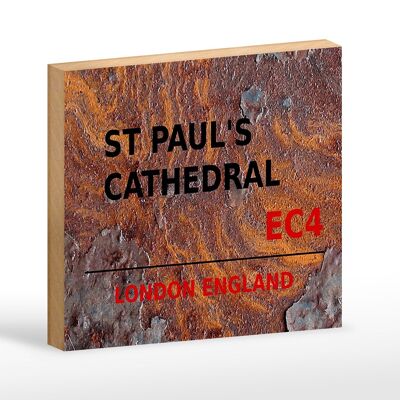 Cartel de madera Londres 18x12 cm Inglaterra Catedral de San Pablo decoración EC4