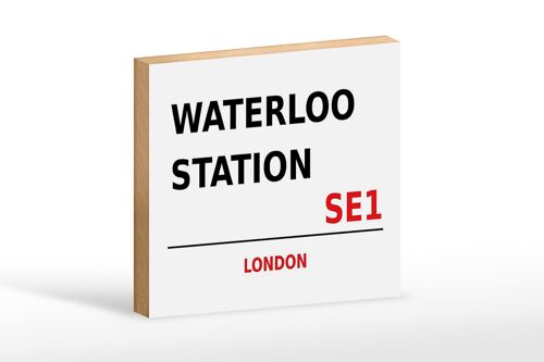 Holzschild London 18x12cm Waterloo Station SE1 weißes Schild