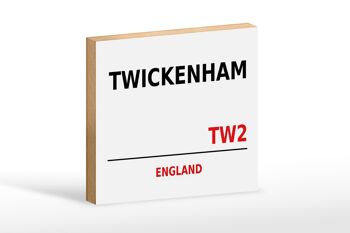 Panneau en bois Angleterre 18x12 cm décoration Twickenham TW2 1
